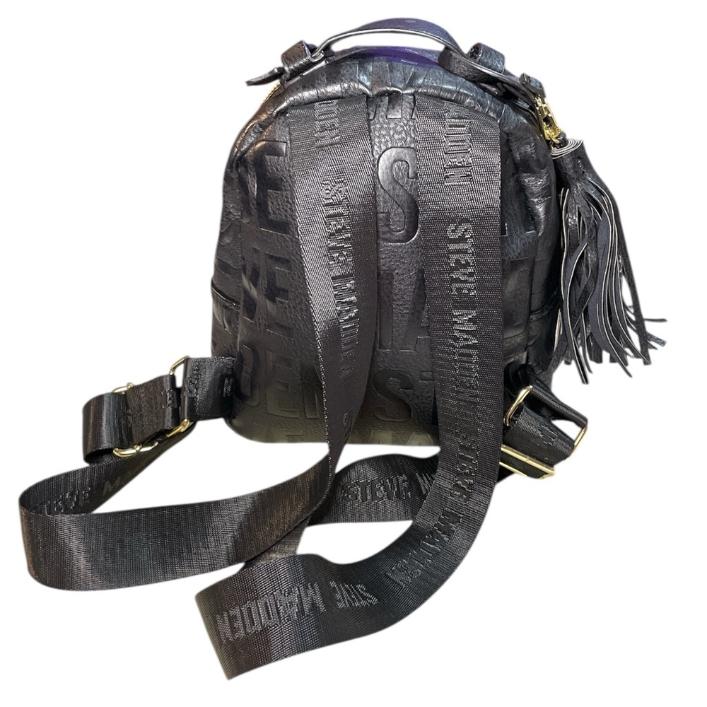 Steve Madden Embossed Black Backpack with Gold Details - Picture 3 of 13